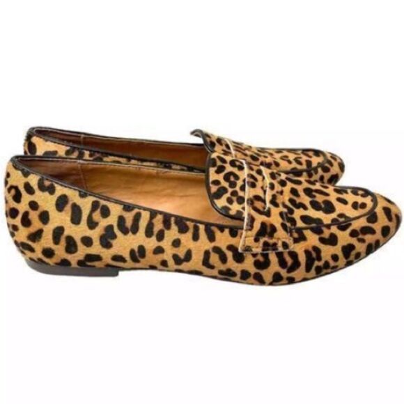 J. Crew 7.5 Calf Hair Penny Loafers Animal Print Cheetah Leopard Closet Staple - Picture 4 of 11